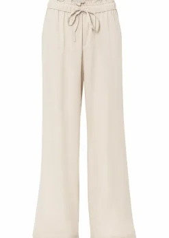 bonprix Kurzgrößen|Hosen^Palazzo-Hose aus luftigem Leinen-Mix kieselbeige