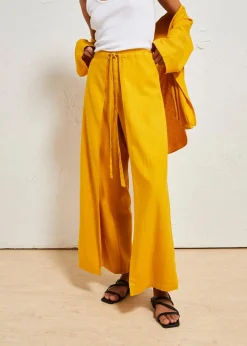 bonprix Bekleidung·Kleider|Hosen^Palazzo-Hose aus luftigem Leinen-Mix ockergold