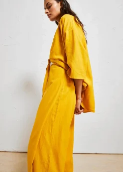bonprix Bekleidung·Kleider|Hosen^Palazzo-Hose aus luftigem Leinen-Mix ockergold