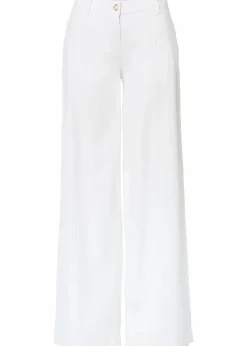 bonprix Kurzgrößen|Hosen^Palazzo-Hose aus luftigem Leinen-Mix weiß