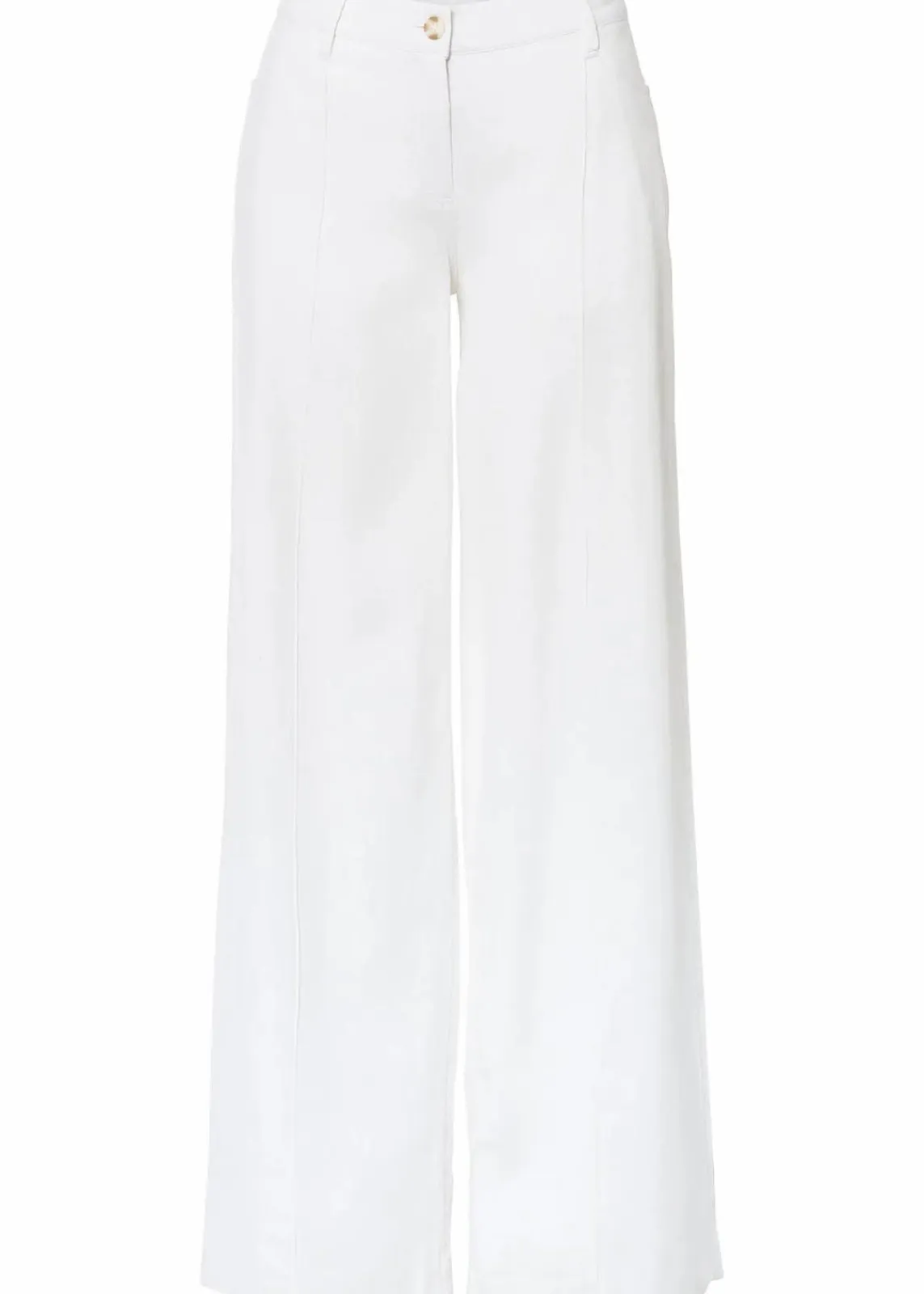 bonprix Kurzgrößen|Hosen^Palazzo-Hose aus luftigem Leinen-Mix weiß