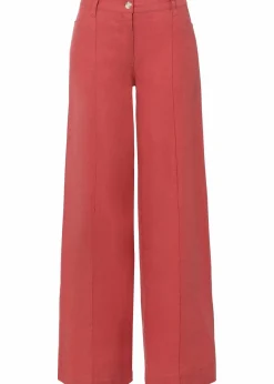 bonprix Kurzgrößen|Bekleidung·Kleider^Palazzo-Hose aus luftigem Leinen-Mix rhabarber