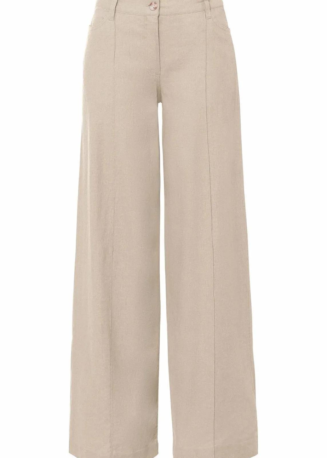 bonprix Kurzgrößen|Bekleidung·Kleider^Palazzo-Hose aus luftigem Leinen-Mix beige