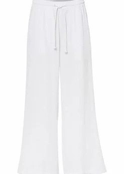 bonprix Hosen|Kurzgrößen^Palazzo-Hose aus Musselin weiß