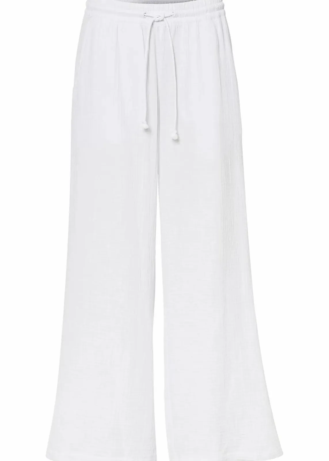 bonprix Hosen|Kurzgrößen^Palazzo-Hose aus Musselin weiß
