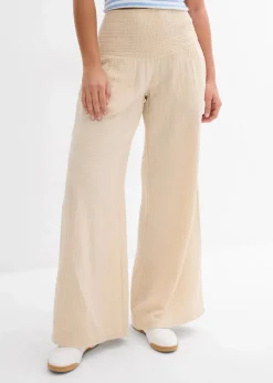 bonprix Hosen^Palazzo-Hose aus Musselin hellsand