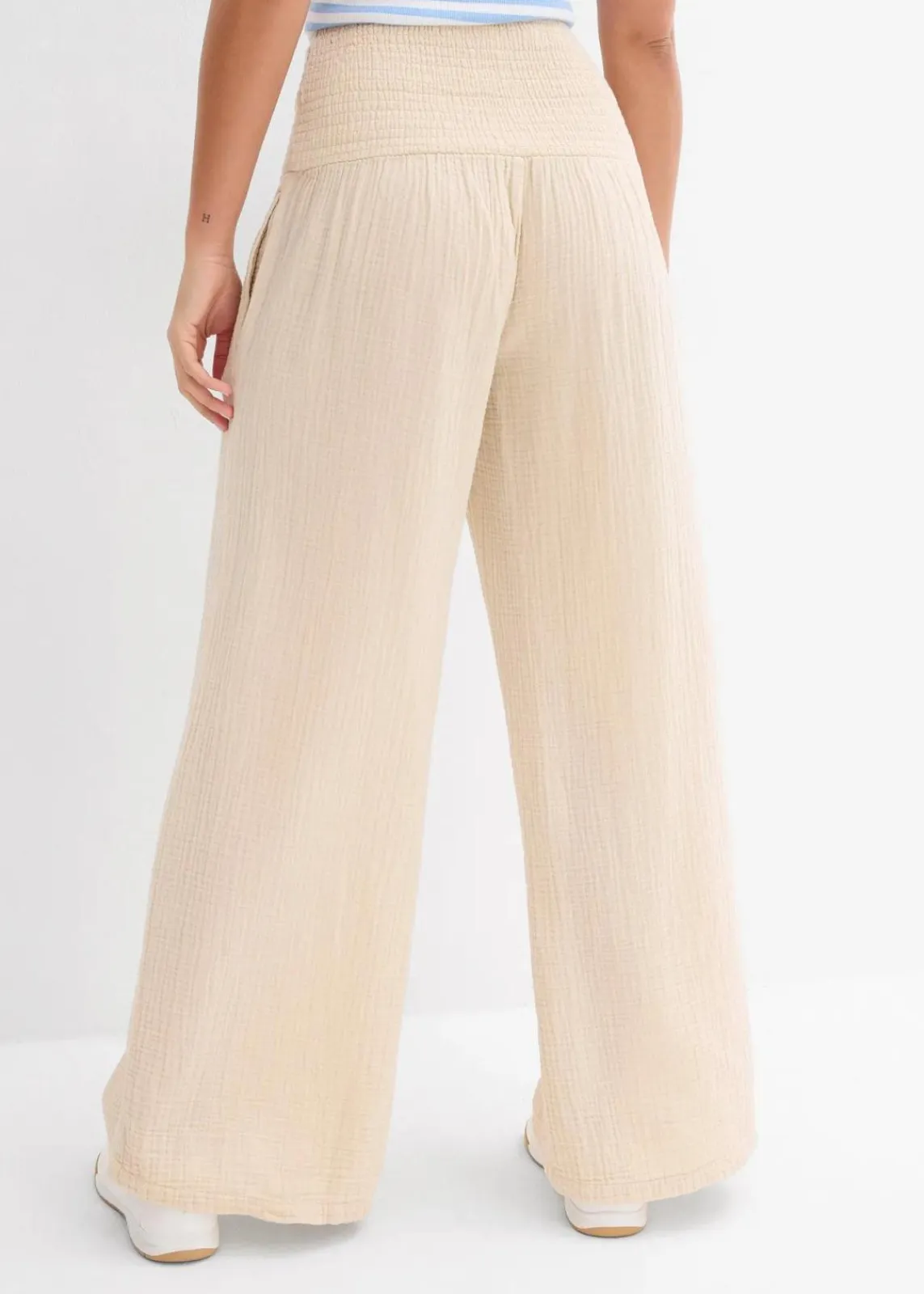 bonprix Hosen^Palazzo-Hose aus Musselin hellsand