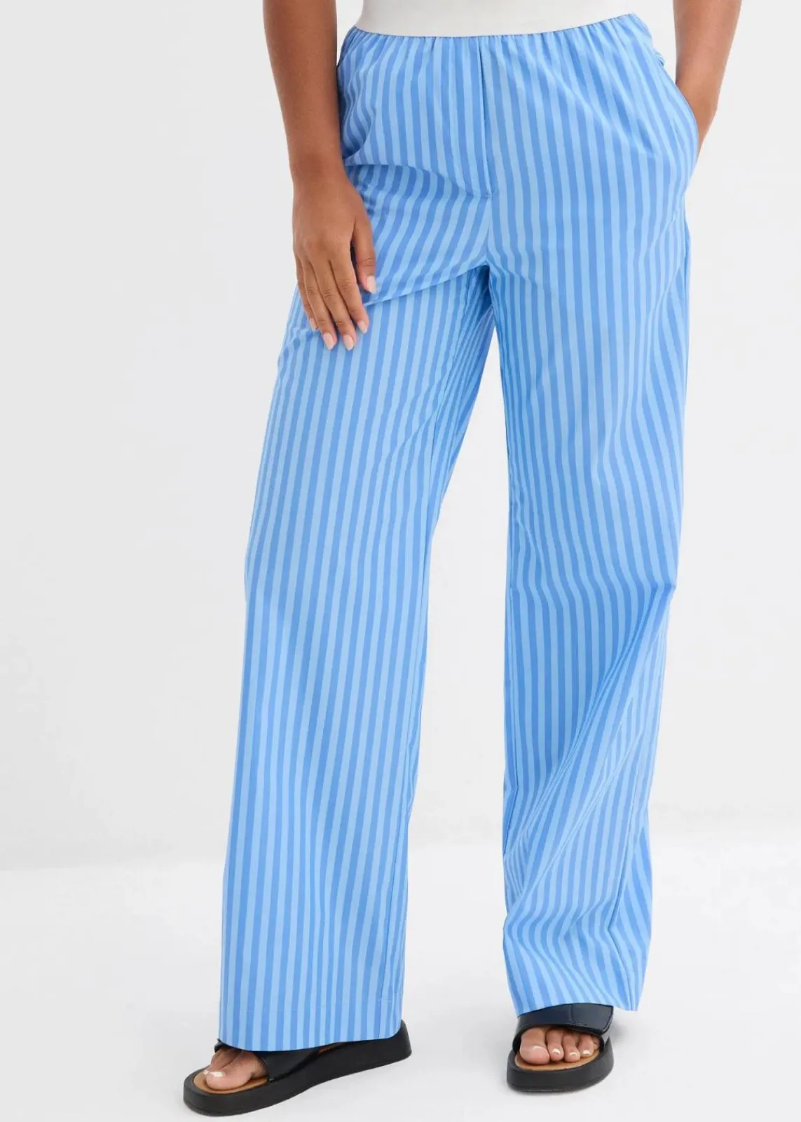 bonprix Bekleidung·Kleider|Hosen^Palazzo-Hose aus Popeline gletscherblau/babyblau längs gestreift