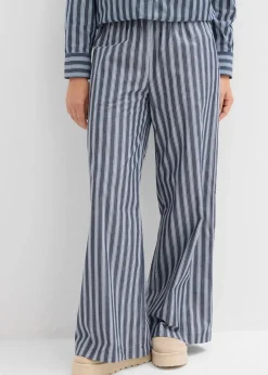 bonprix Bekleidung·Kleider|Hosen^Palazzo-Hose aus reiner Baumwolle dunkelblau/weiß längs gestreift