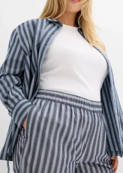bonprix Bekleidung·Kleider|Hosen^Palazzo-Hose aus reiner Baumwolle dunkelblau/weiß längs gestreift