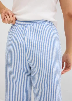 bonprix Hosen|Bekleidung·Kleider^Palazzo-Hose aus Seersucker, 7/8 Länge gletscherblau/wollweiß