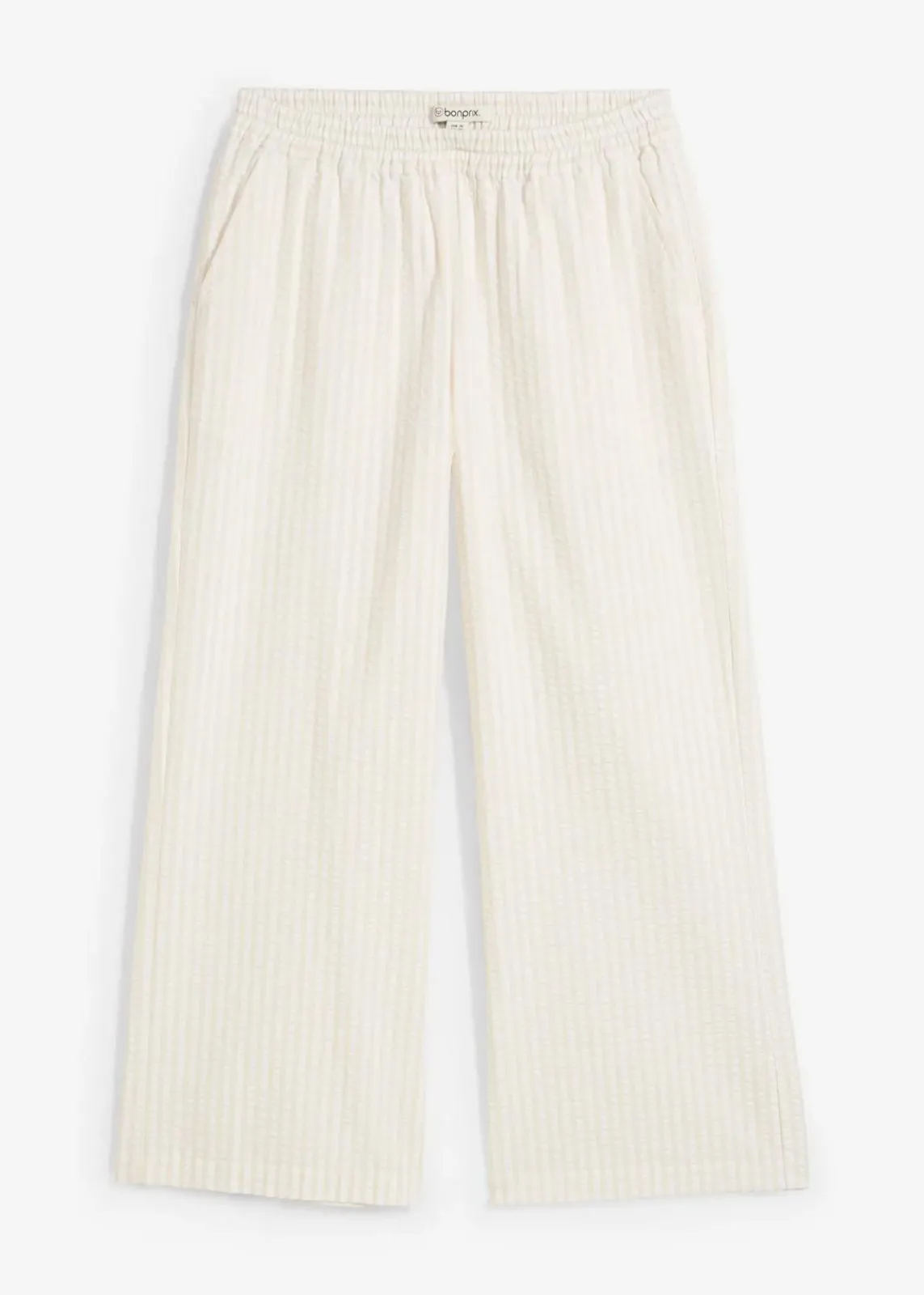 bonprix Bekleidung·Kleider|Hosen^Palazzo-Hose aus Seersucker, 7/8 Länge hellsand/wollweiß