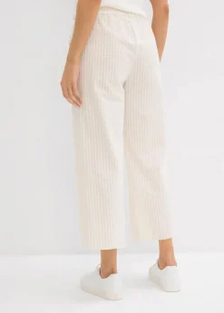 bonprix Bekleidung·Kleider|Hosen^Palazzo-Hose aus Seersucker, 7/8 Länge hellsand/wollweiß