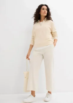 bonprix Bekleidung·Kleider|Hosen^Palazzo-Hose aus Seersucker, 7/8 Länge hellsand/wollweiß