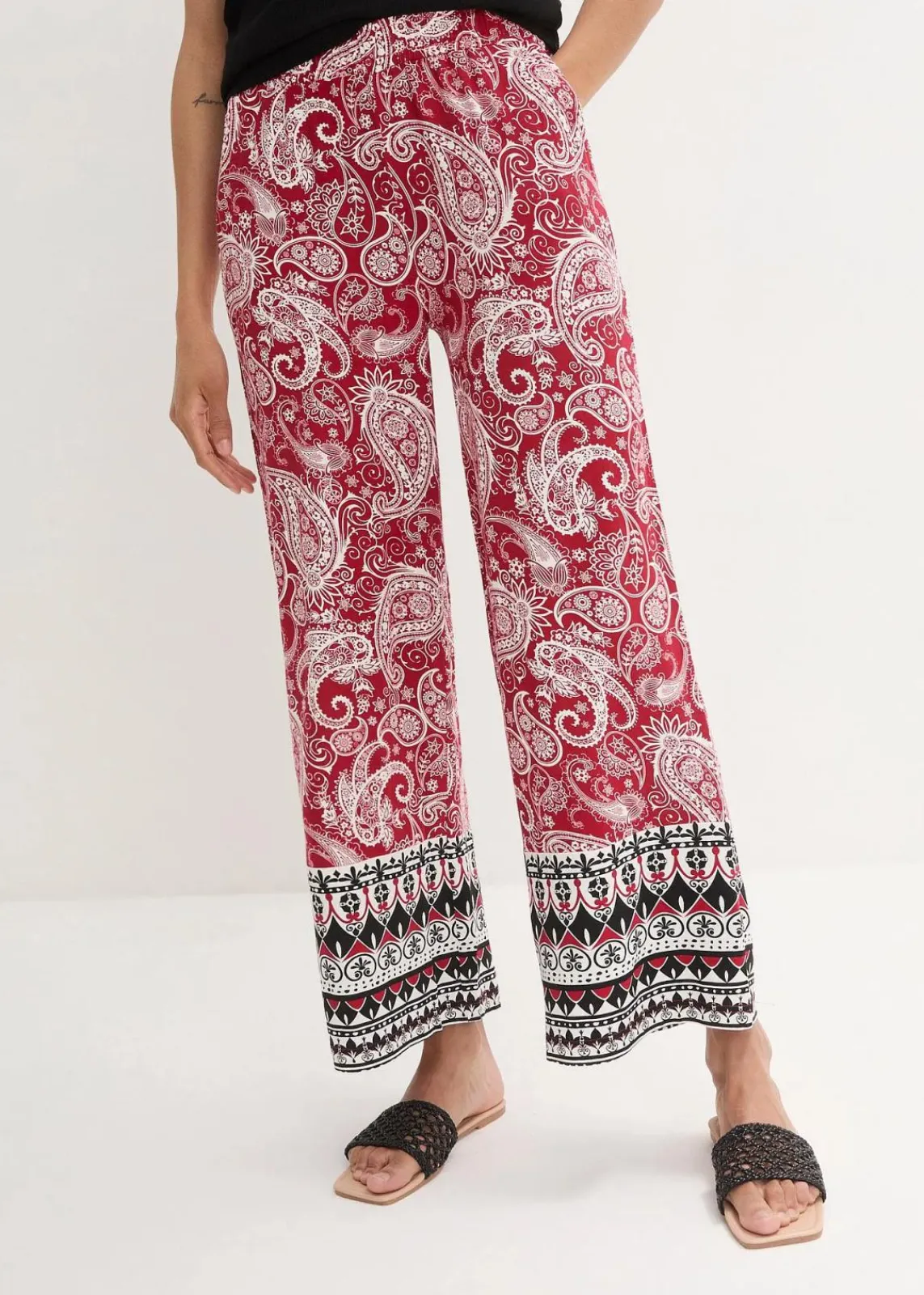 bonprix Nachhaltigere Materialien|Hosen^Palazzo-Hose aus softem Viskose-Mix chillirot paisley