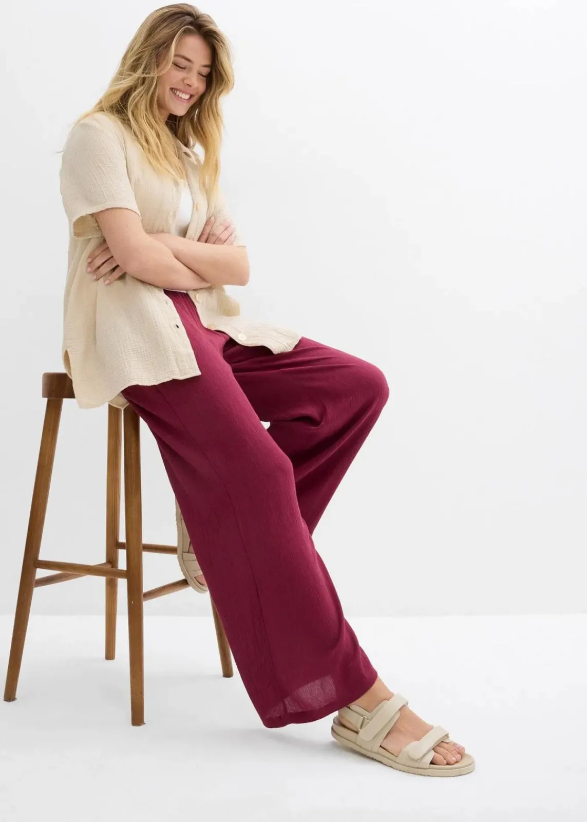 bonprix Nachhaltigere Materialien|Hosen^Palazzo-Hose aus softer Viskose rhododendronrot