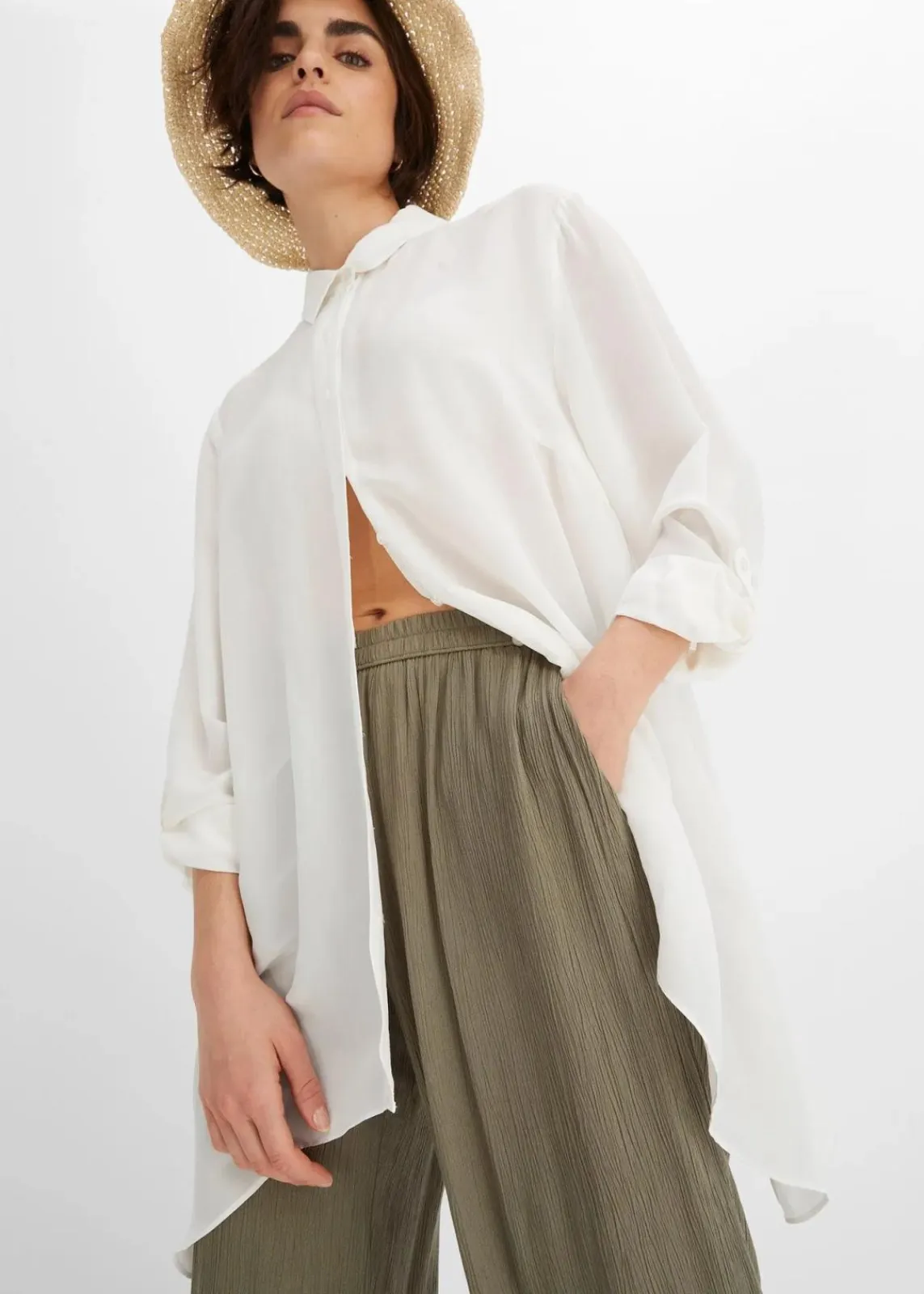 bonprix Bekleidung·Kleider|Hosen^Palazzo-Hose aus softer Viskose oliv