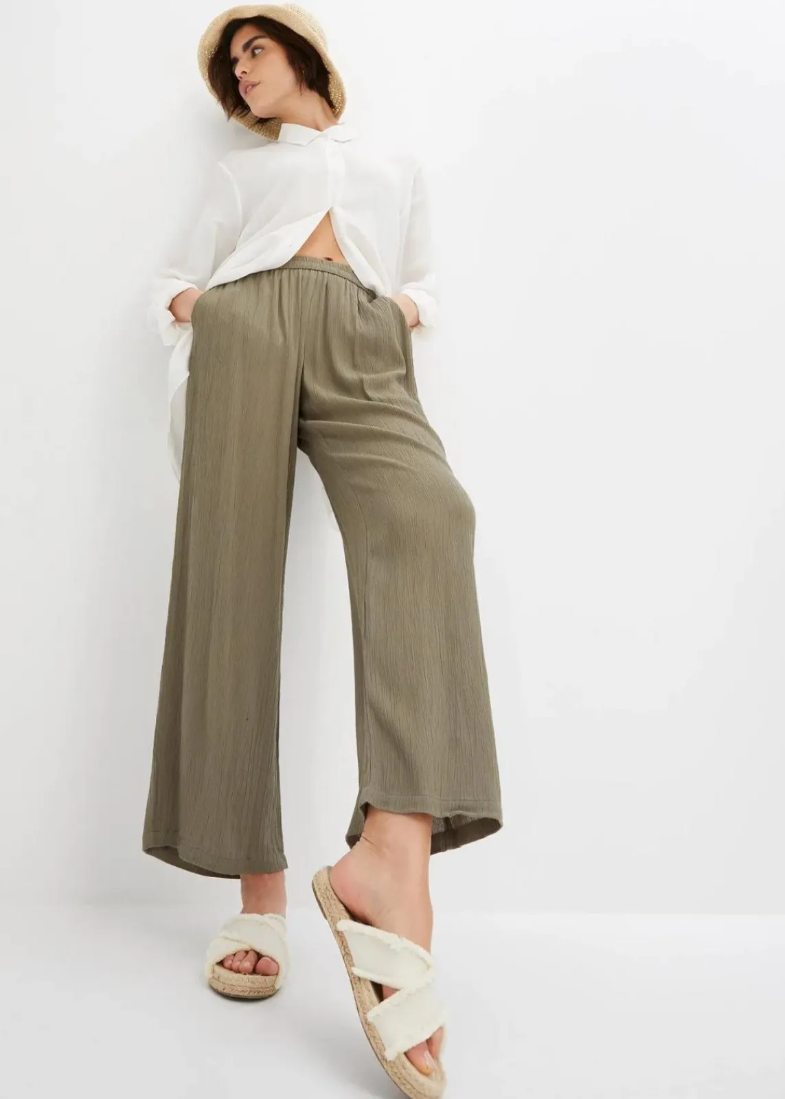 bonprix Bekleidung·Kleider|Hosen^Palazzo-Hose aus softer Viskose oliv