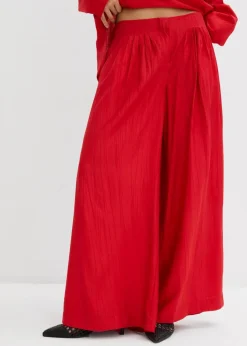 bonprix Hosen|Zweiteiler & Sets^Palazzo-Hose aus strukturiertem Crinkle-Viskose-Mix salsarot