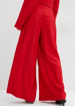bonprix Hosen|Zweiteiler & Sets^Palazzo-Hose aus strukturiertem Crinkle-Viskose-Mix salsarot