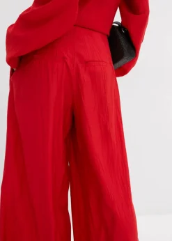 bonprix Hosen|Zweiteiler & Sets^Palazzo-Hose aus strukturiertem Crinkle-Viskose-Mix salsarot