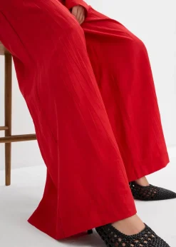 bonprix Hosen|Zweiteiler & Sets^Palazzo-Hose aus strukturiertem Crinkle-Viskose-Mix salsarot