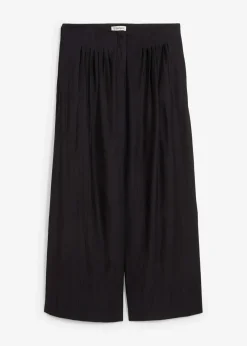 bonprix Bekleidung·Kleider|Zweiteiler & Sets^Palazzo-Hose aus strukturiertem Crinkle-Viskose-Mix schwarz