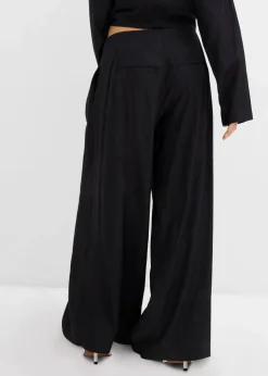 bonprix Bekleidung·Kleider|Zweiteiler & Sets^Palazzo-Hose aus strukturiertem Crinkle-Viskose-Mix schwarz