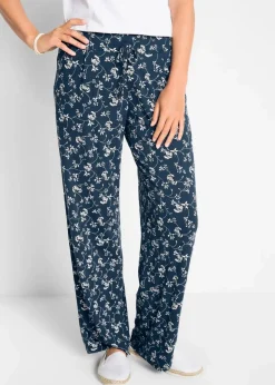 bonprix Bekleidung·Kleider|Hosen^Palazzo-Hose aus Viskose-Mix dunkelblau geblümt