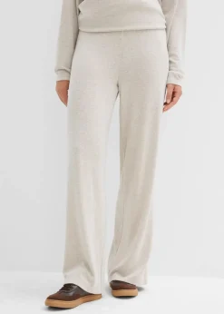 bonprix Zweiteiler & Sets|Hosen^Palazzo-Hose in Strickoptik hellsand meliert