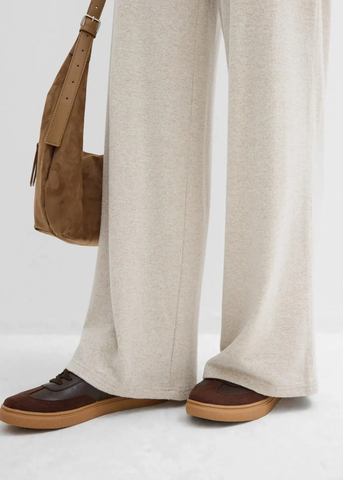 bonprix Zweiteiler & Sets|Hosen^Palazzo-Hose in Strickoptik hellsand meliert