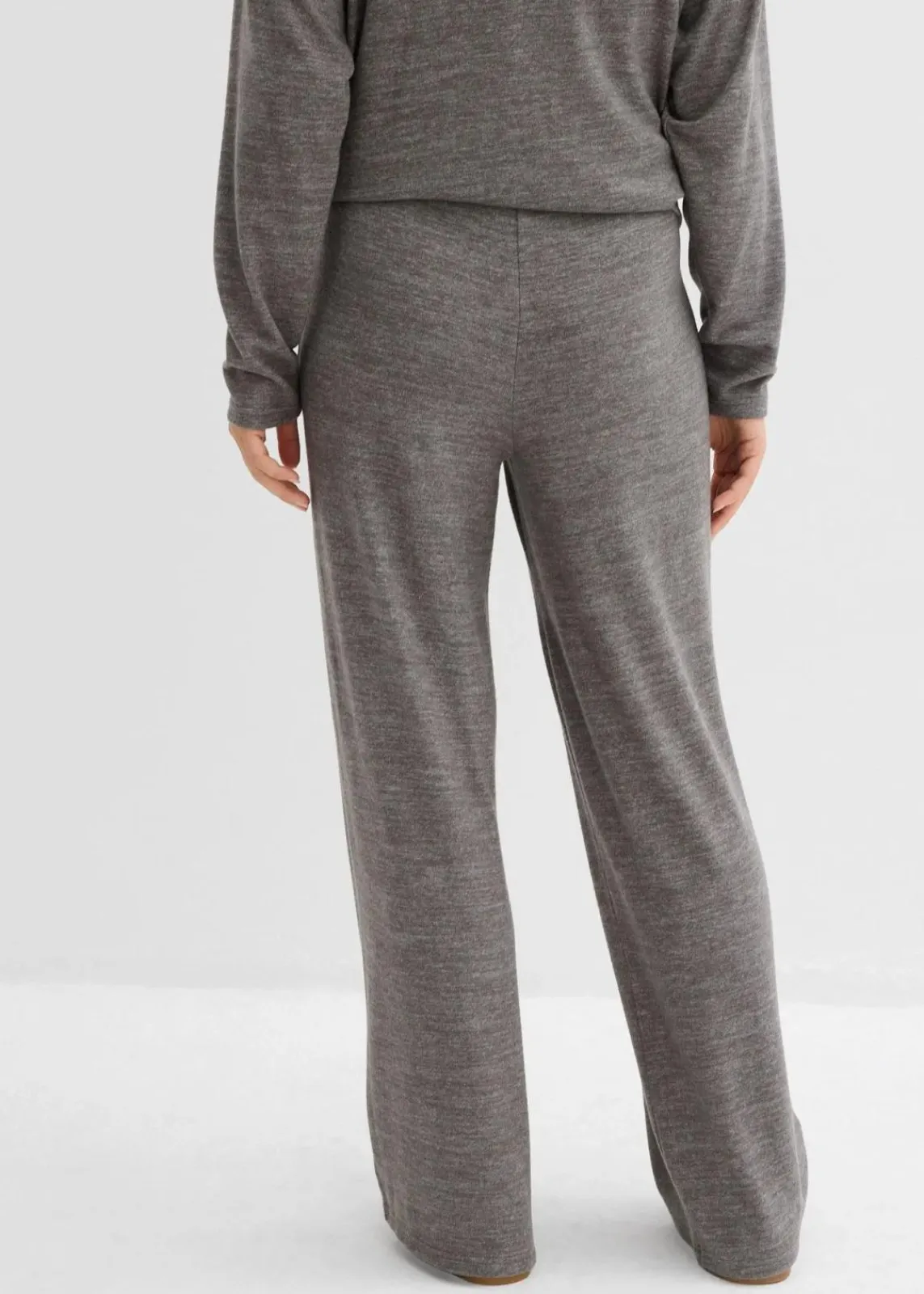 bonprix Hosen|Zweiteiler & Sets^Palazzo-Hose in Strickoptik anthrazit meliert