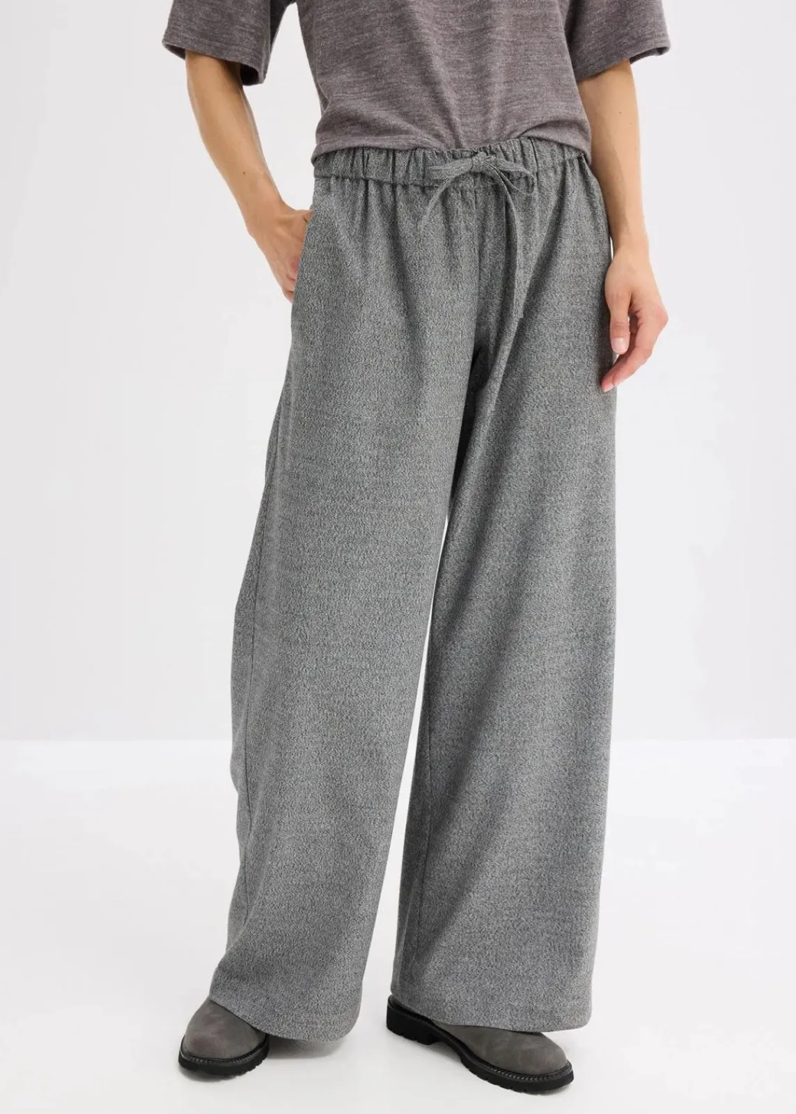 bonprix Bekleidung·Kleider|Hosen^Palazzo-Hose in Wolloptik anthrazit meliert meliert