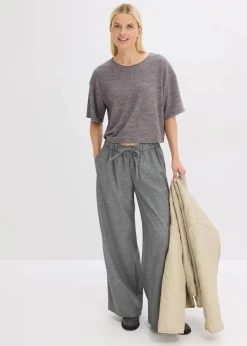 bonprix Bekleidung·Kleider|Hosen^Palazzo-Hose in Wolloptik anthrazit meliert meliert
