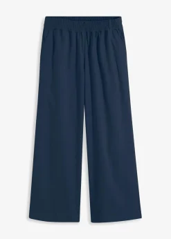 bonprix Hosen|Nachhaltigere Materialien^Palazzo-Hose in Wolloptik dunkelblau/wollweiß gestreift