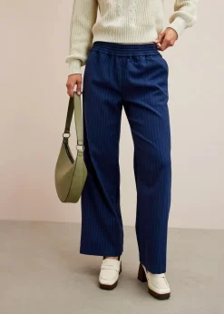bonprix Hosen|Nachhaltigere Materialien^Palazzo-Hose in Wolloptik dunkelblau/wollweiß gestreift