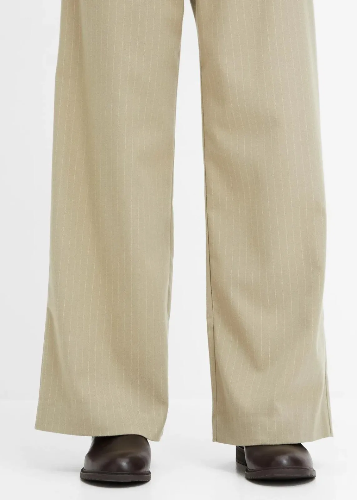 bonprix Bekleidung·Kleider|Nachhaltigere Materialien^Palazzo-Hose in Wolloptik new khaki/wollweiß gestreift