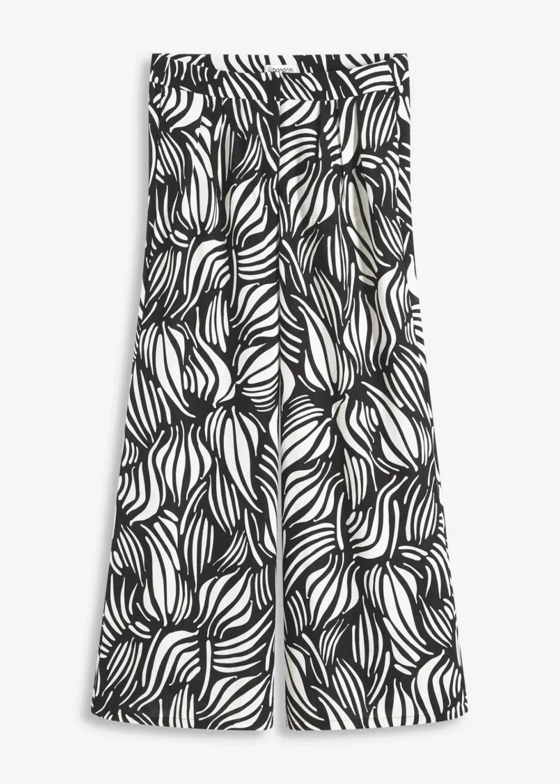 bonprix Bekleidung·Kleider|Hosen^Palazzo-Hose mit Bequembund schwarz/wollweiß bedruckt