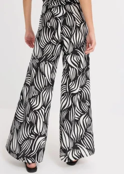 bonprix Bekleidung·Kleider|Hosen^Palazzo-Hose mit Bequembund schwarz/wollweiß bedruckt