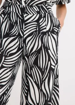 bonprix Bekleidung·Kleider|Hosen^Palazzo-Hose mit Bequembund schwarz/wollweiß bedruckt
