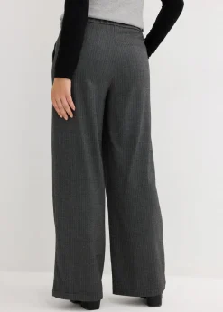 bonprix Bekleidung·Kleider|Hosen^Palazzo-Hose mit Bequembund schwarz/wollweiß meliert
