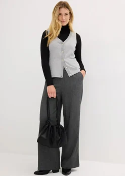 bonprix Bekleidung·Kleider|Hosen^Palazzo-Hose mit Bequembund schwarz/wollweiß meliert