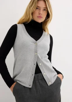 bonprix Bekleidung·Kleider|Hosen^Palazzo-Hose mit Bequembund schwarz/wollweiß meliert