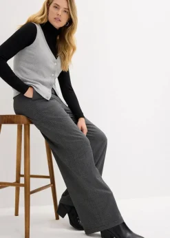bonprix Bekleidung·Kleider|Hosen^Palazzo-Hose mit Bequembund schwarz/wollweiß meliert