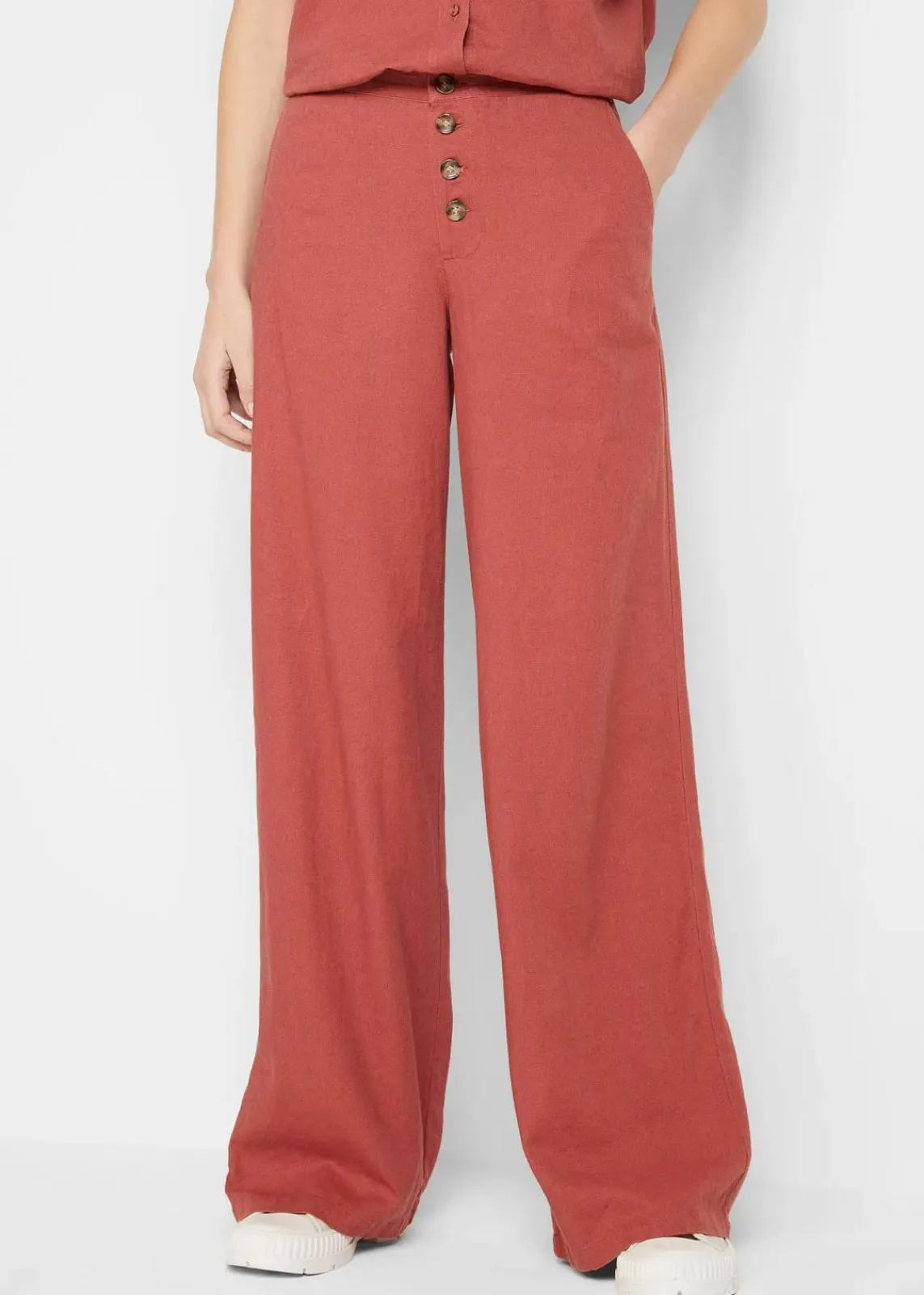 bonprix Hosen|Bekleidung·Kleider^Palazzo-Hose mit Leinen marsalabraun