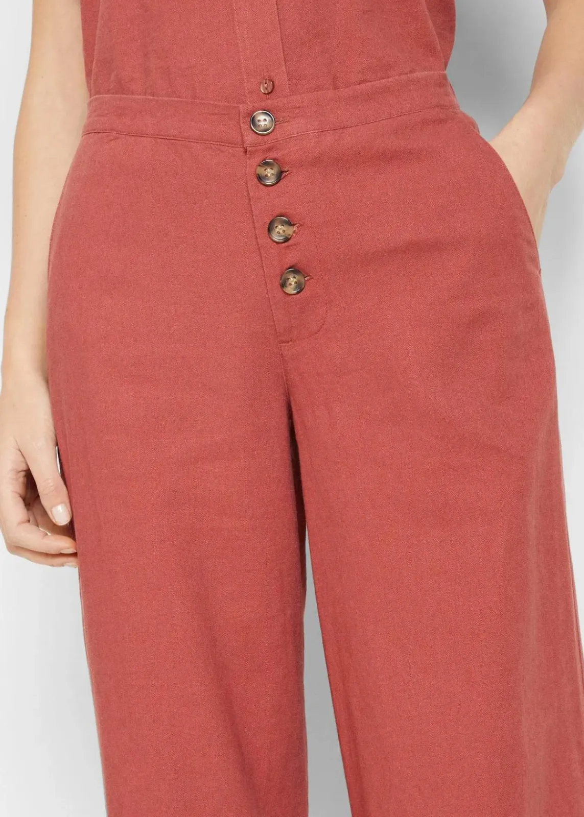 bonprix Hosen|Bekleidung·Kleider^Palazzo-Hose mit Leinen marsalabraun