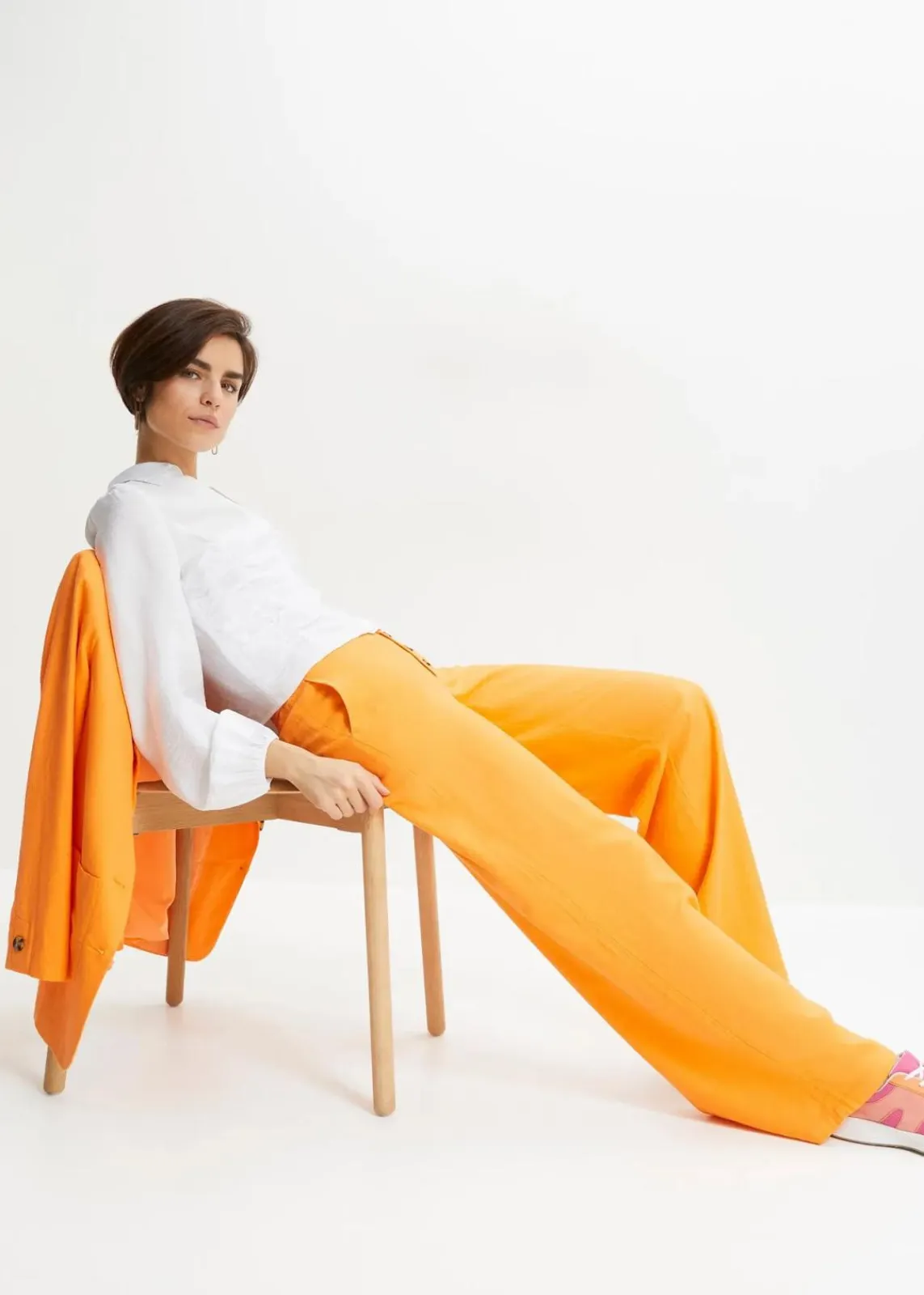 bonprix Hosen|Bekleidung·Kleider^Palazzo-Hose mit Leinen hellorange
