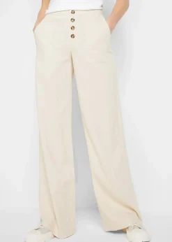 bonprix Bekleidung·Kleider|Hosen^Palazzo-Hose mit Leinen sandbeige