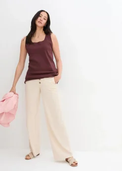 bonprix Bekleidung·Kleider|Hosen^Palazzo-Hose mit Leinen sandbeige