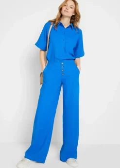 bonprix Hosen|Bekleidung·Kleider^Palazzo-Hose mit Leinen azurblau